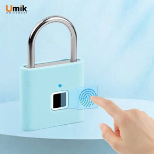Umiksmart-UMIKSMART Keyless Fingerprint Lock, Waterproof USB Rechargeable Smart Padlock for Bookcase, Suitcase, Locker, Gym, Outdoor Gate, Cosmic Blue Set.