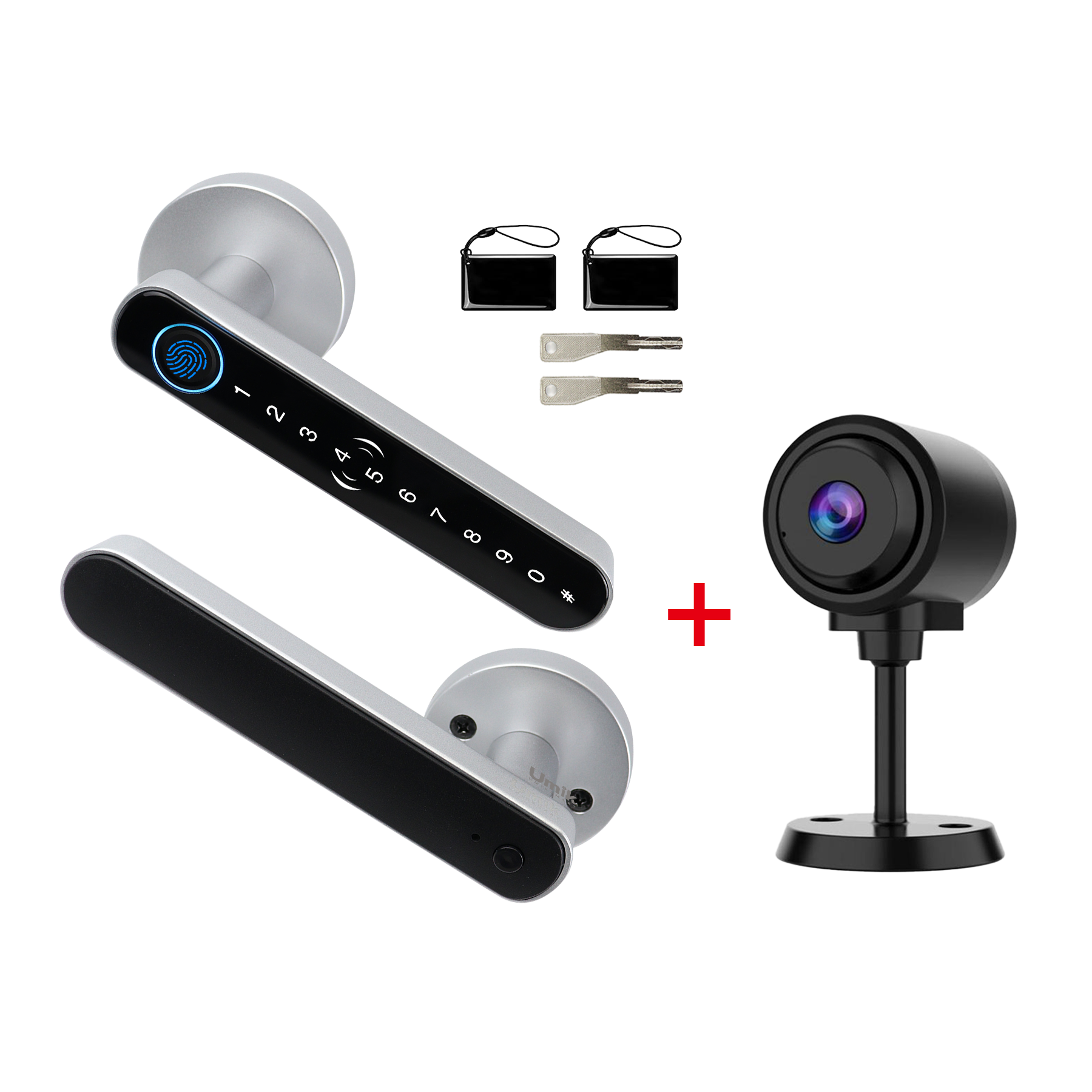 Smart Door Lock + Mini Camera Combo | Fingerprint Unlock & Video Monitoring
