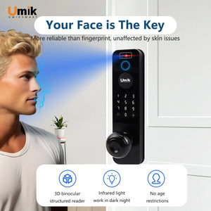 Umiksmart-Umik Smart Lock – 6-in-1 Video Doorbell Lock with Tuya App & Multi-Access.