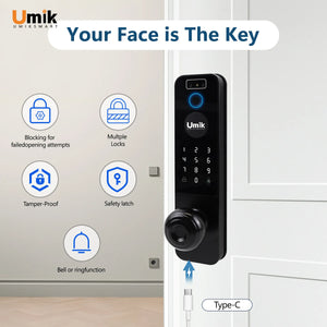 Umiksmart-Umik Smart Lock – 6-in-1 Video Doorbell Lock with Tuya App & Multi-Access.