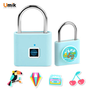 Umiksmart-UMIKSMART Keyless Fingerprint Lock, Waterproof USB Rechargeable Smart Padlock for Bookcase, Suitcase, Locker, Gym, Outdoor Gate, Cosmic Blue Set.