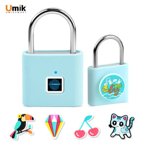 Umiksmart-UMIKSMART Keyless Fingerprint Lock, Waterproof USB Rechargeable Smart Padlock for Bookcase, Suitcase, Locker, Gym, Outdoor Gate, Cosmic Blue Set.