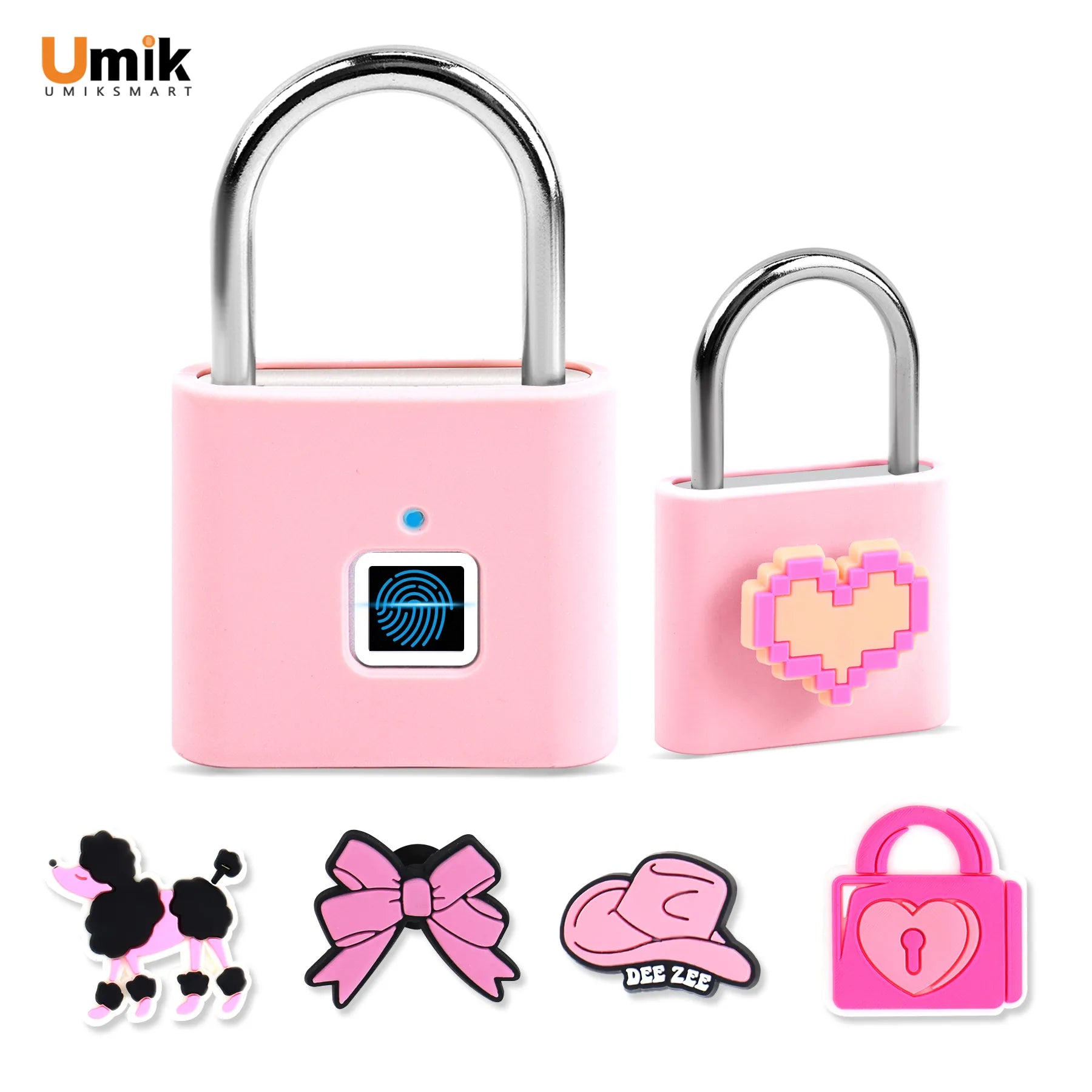 Umiksmart-UMIKSMART Keyless Fingerprint Lock, Waterproof USB Rechargeable Smart Padlock for Bookcase, Suitcase, Locker, Gym, Outdoor Gate, Cosmic Blue Set.