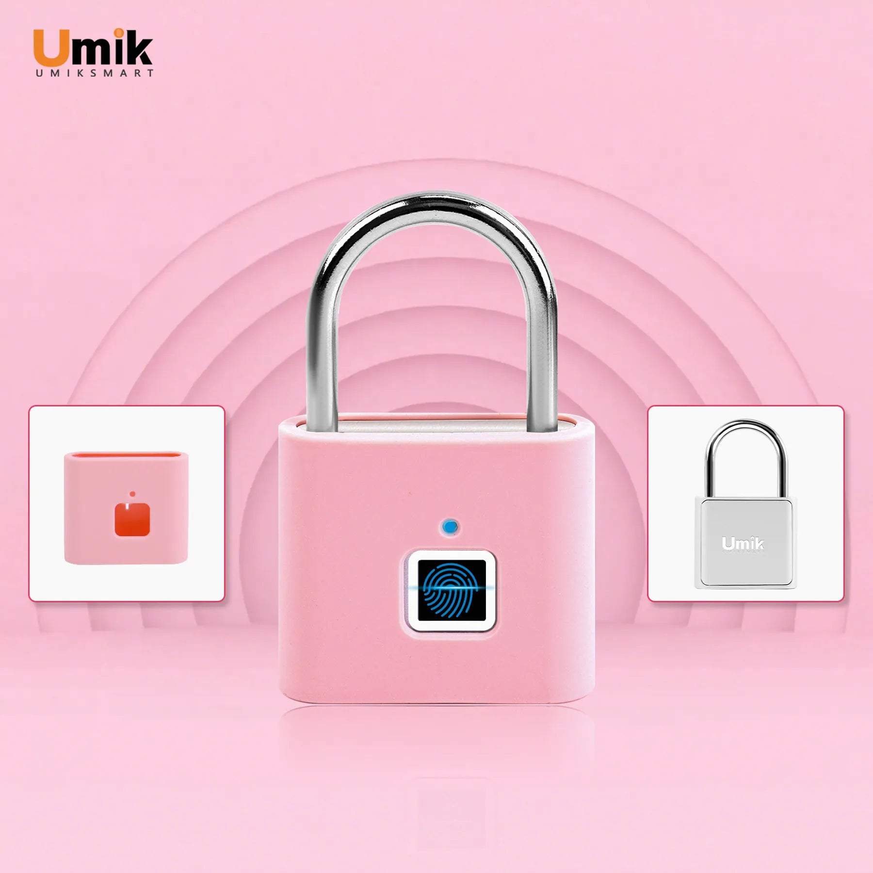 Umiksmart-UMIKSMART Keyless Fingerprint Lock, Waterproof USB Rechargeable Smart Padlock for Bookcase, Suitcase, Locker, Gym, Outdoor Gate, Cosmic Blue Set.