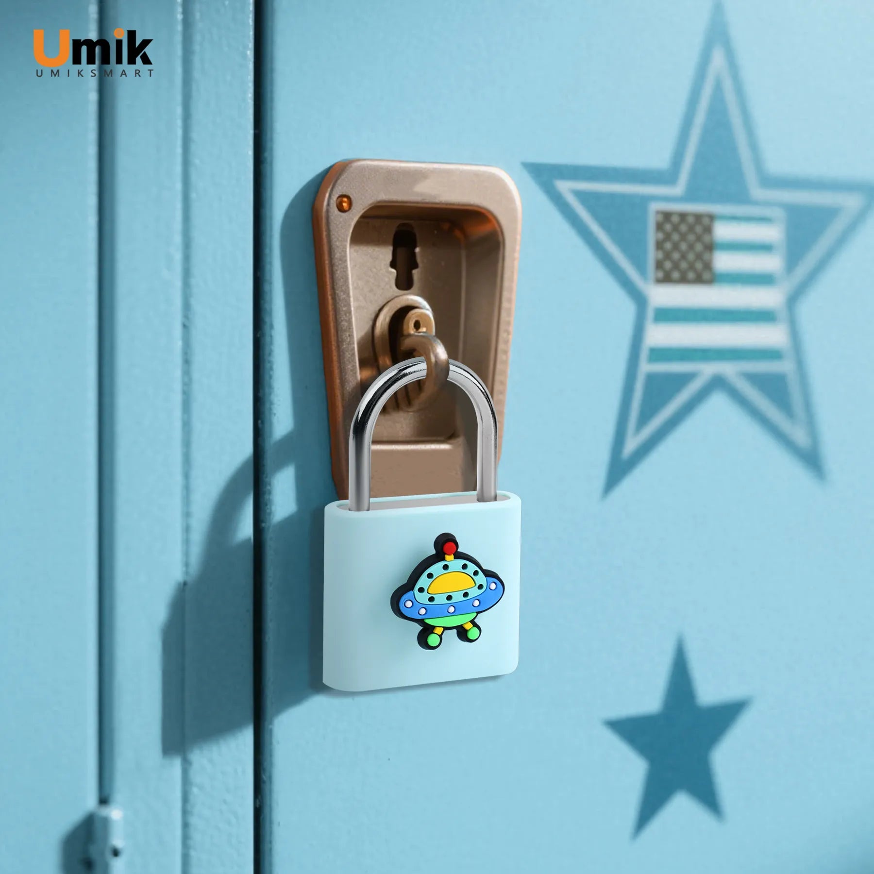 Umiksmart-UMIKSMART Keyless Fingerprint Lock, Waterproof USB Rechargeable Smart Padlock for Bookcase, Suitcase, Locker, Gym, Outdoor Gate, Cosmic Blue Set.