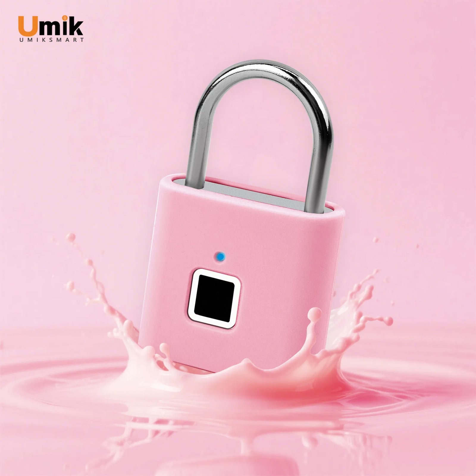 UMIKSMART Keyless Fingerprint Lock, Waterproof USB Rechargeable Smart Padlock for Bookcase, Suitcase, Locker, Gym, Outdoor Gate, Cosmic Blue Set