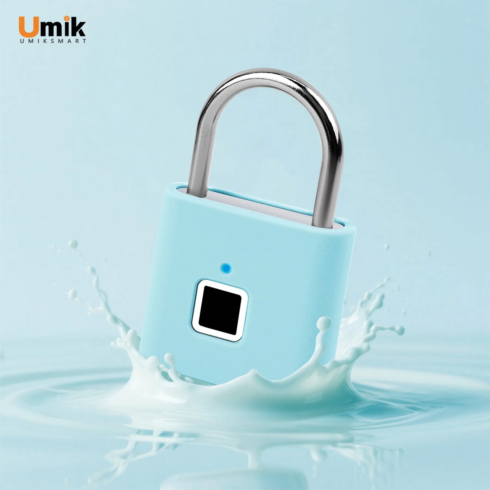 UMIKSMART Keyless Fingerprint Lock, Waterproof USB Rechargeable Smart Padlock for Bookcase, Suitcase, Locker, Gym, Outdoor Gate, Cosmic Blue Set