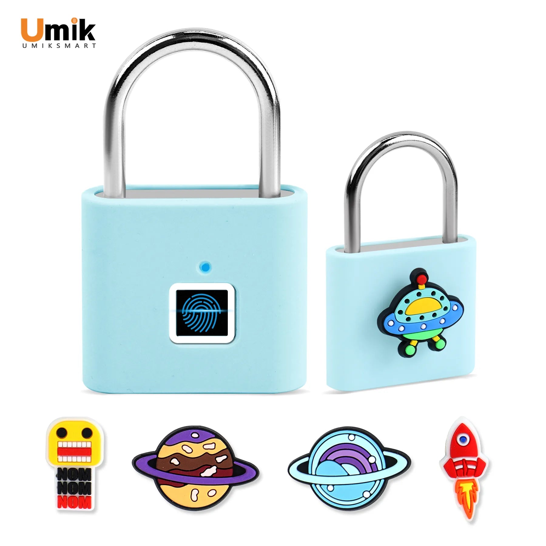 Umiksmart-UMIKSMART Keyless Fingerprint Lock, Waterproof USB Rechargeable Smart Padlock for Bookcase, Suitcase, Locker, Gym, Outdoor Gate, Cosmic Blue Set.