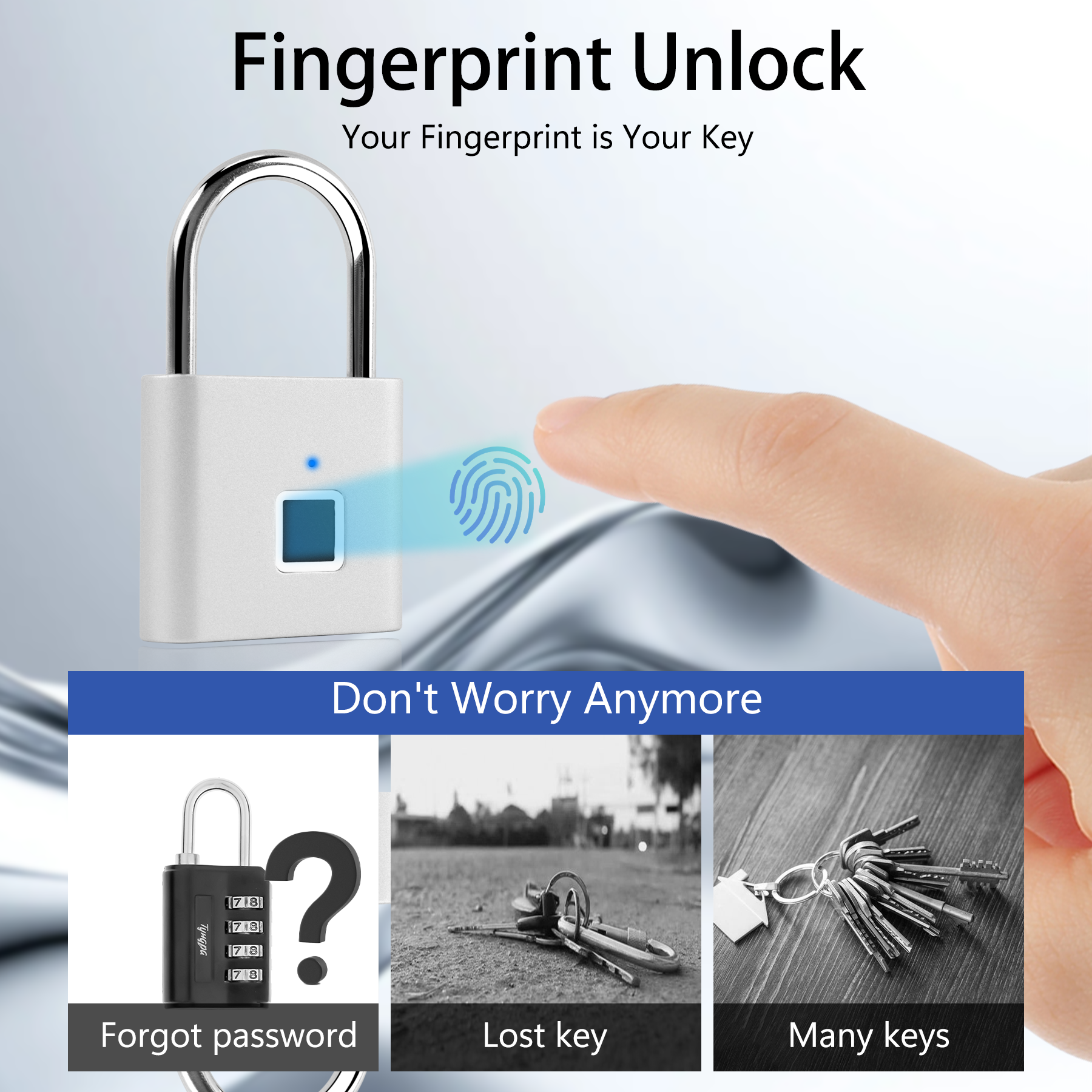 Umiksmart - Smart Fingerprint Padlock – Waterproof, Durable & Keyless