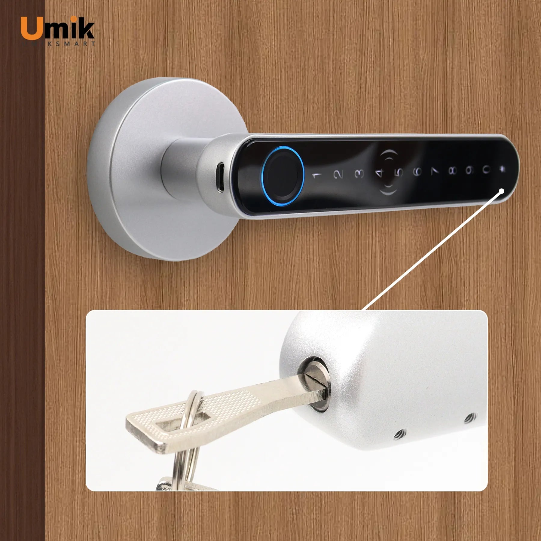Umiksmart-UMIK UMIKSAMRT Smart Lock - Smart Security and Home Automation for Your Home silver.