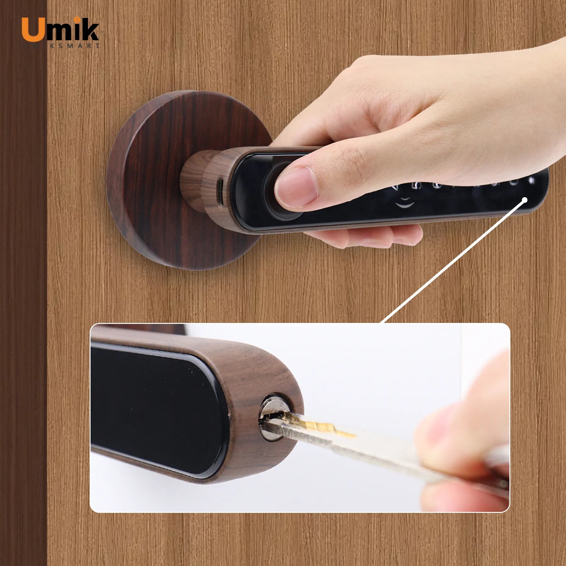 Umiksmart-UMIK UMIKSAMRT Smart Lock - Smart Security and Home Automation for Your Home wood grain.