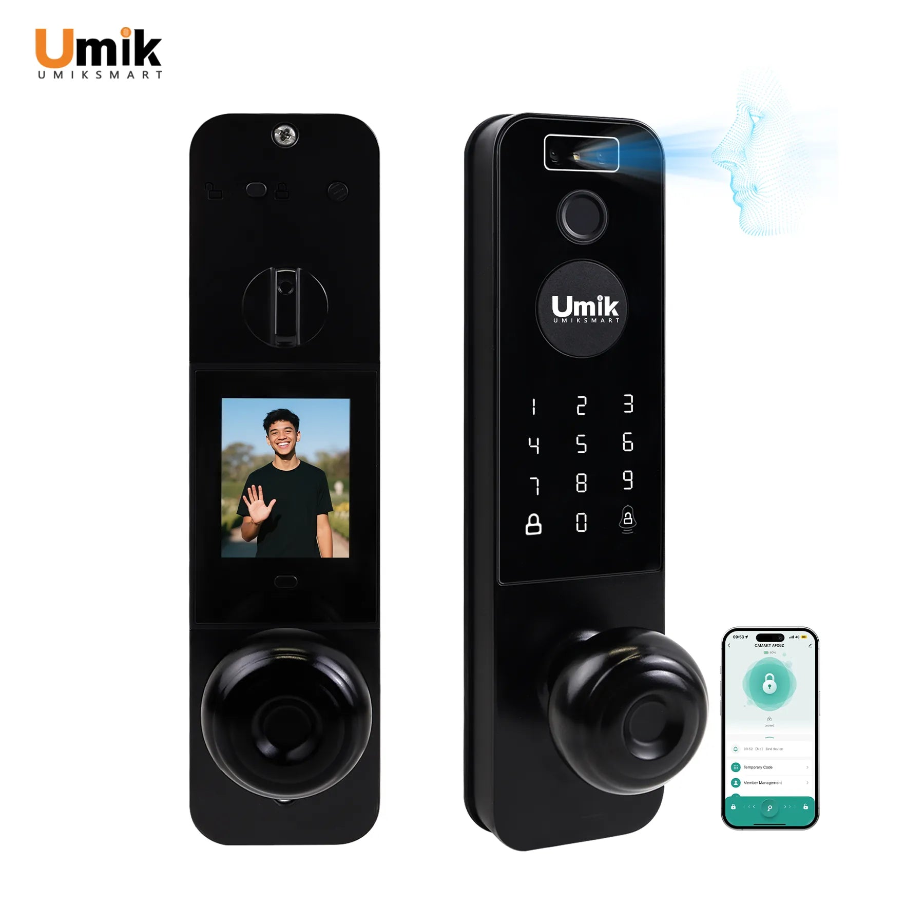 Umiksmart-Umik Smart Lock – 6-in-1 Video Doorbell Lock with Tuya App & Multi-Access.