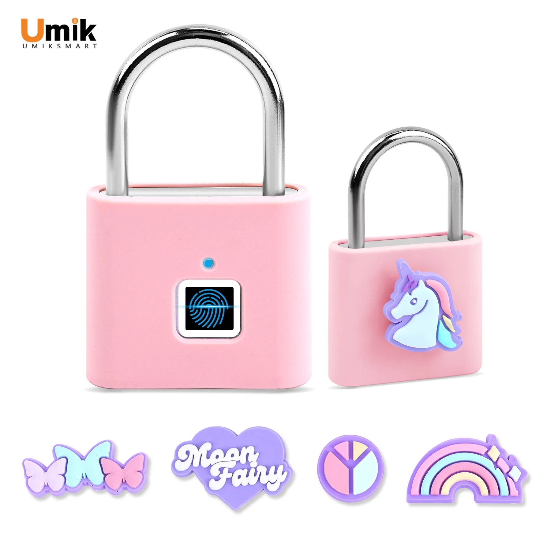 Umiksmart-UMIKSMART Keyless Fingerprint Lock, Waterproof USB Rechargeable Smart Padlock for Bookcase, Suitcase, Locker, Gym, Outdoor Gate, Cosmic Blue Set.